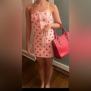 Area Star Pink Polka Dot Denim Dress